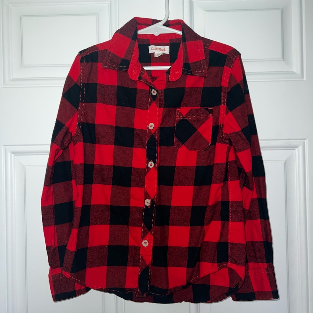 Girl’s Cat & Jack Red and Black Plaid Flannel